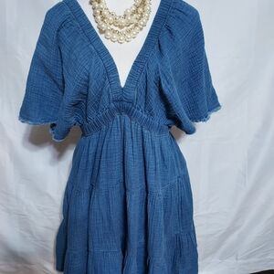 Aerie Blue Textured Knit Top